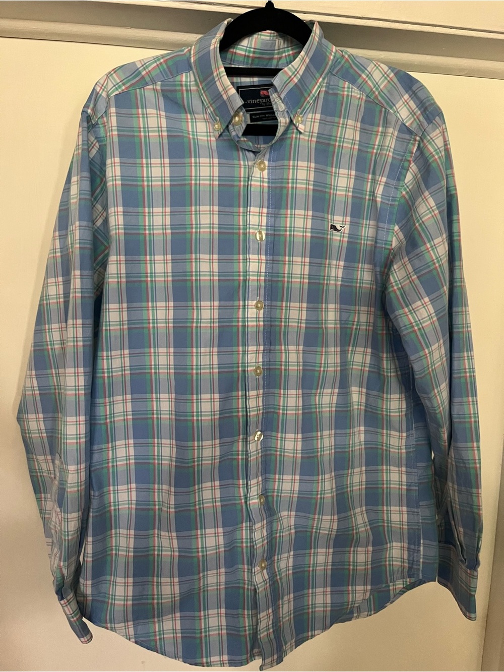 Vineyard Vines Light Blue Plaid Button-Down Whale Shirt